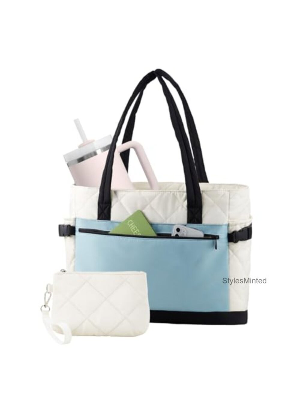 Quilted Puffer Tote Bag for Women Zip Work Travel Teacher Nurse